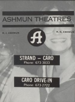 ashmun ad from yearbook Strand Theatre, Caro